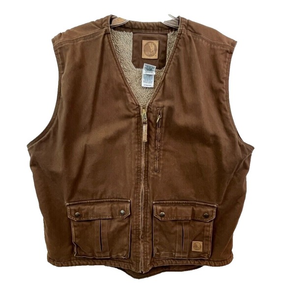 Berne Other - Berne Men's Canvas Sherpa Vest Size 2XL Brown Heavy Weight Barn Coat Workwear